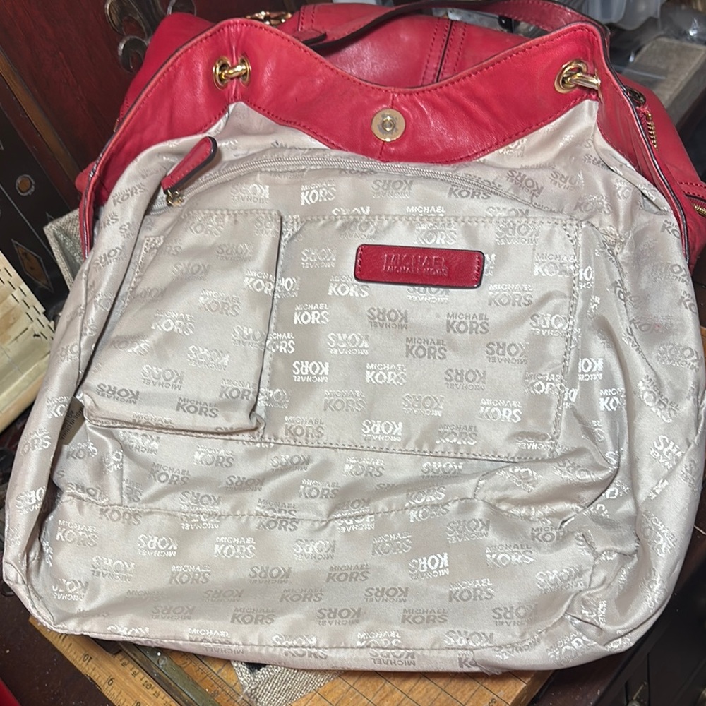 MICHAEL Michael Kors Red Leather Hobo Shoulder Bag - Picture 10 of 15